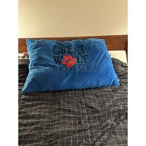Great Wolf Lodge Plush Pillow Large 30x42 Blue Wolf Paw Logo Fiesta Lodge Decor